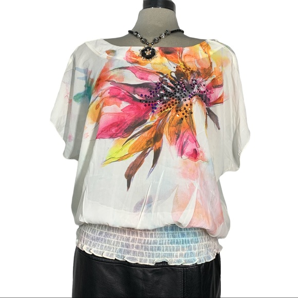 Suzy Shier White Front Flower Embellish Size L - Picture 7 of 12